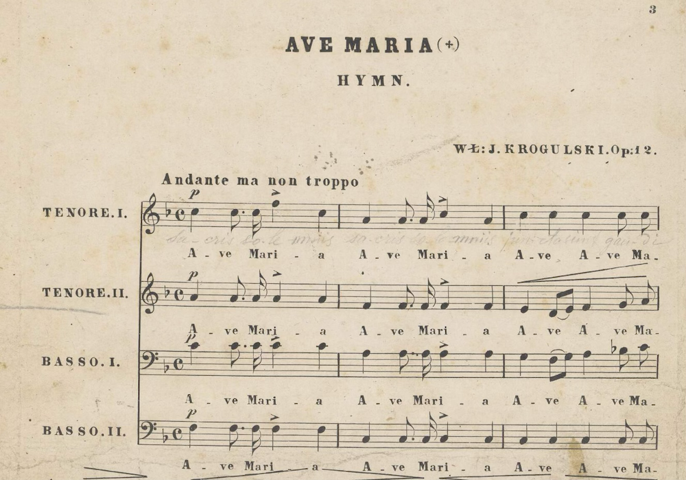 Reprodukcja starodruku – Ave Maria Hymn, Wł. J. Krogulski Op. 12