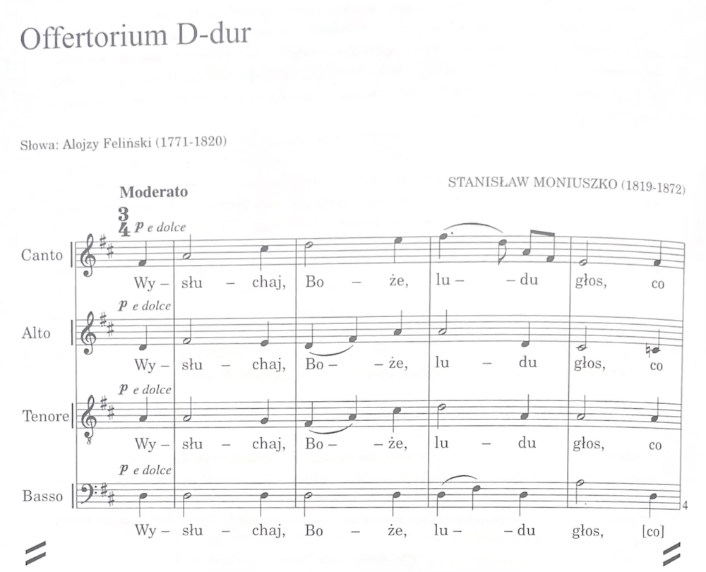 Reprodukcja partytury – Offertorium D-dur, Stanisław Moniuszko