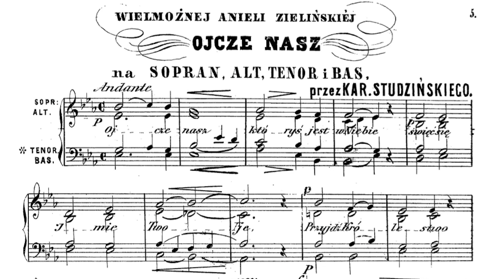 Reprodukcja starodruku – Ojcze Nasz, Kar. Studziński