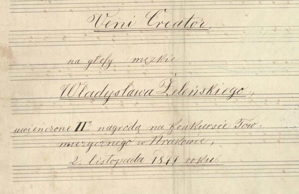 Reprodukcja rękopisu – Veni Creator, Władysław Żeleński, 1877